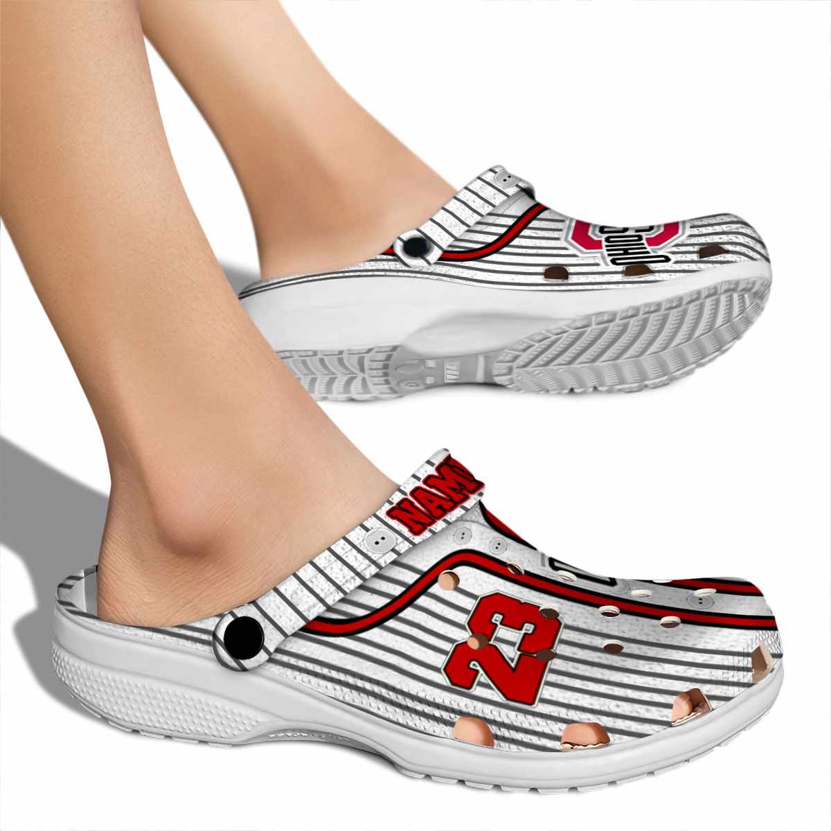Merchidea Ohio State Buckeyes NCAA Sport Crocs Crocband Clogs Shoes Comfortable For Men Women and Kids