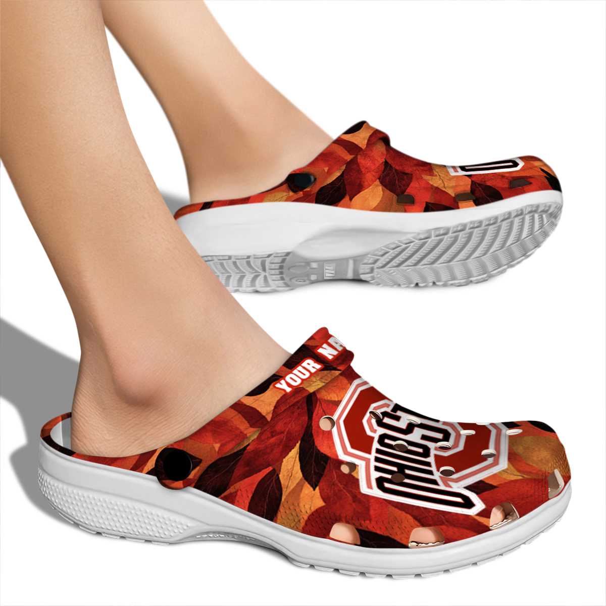 Merchidea Ohio State Buckeyes NCAA Sport Crocs Crocband Clogs Shoes Comfortable For Men Women and Kids