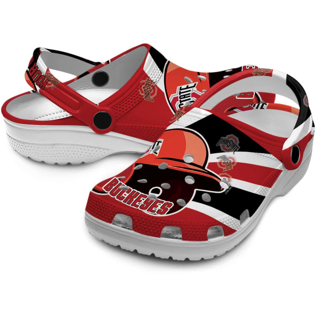 Merchidea Ohio State Buckeyes NCAA Sport Crocs Crocband Clogs Shoes Comfortable For Men Women and Kids