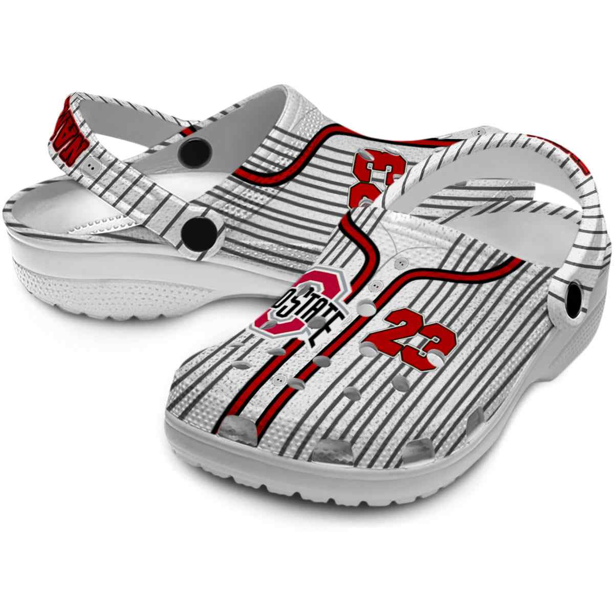 Merchidea Ohio State Buckeyes NCAA Sport Crocs Crocband Clogs Shoes Comfortable For Men Women and Kids