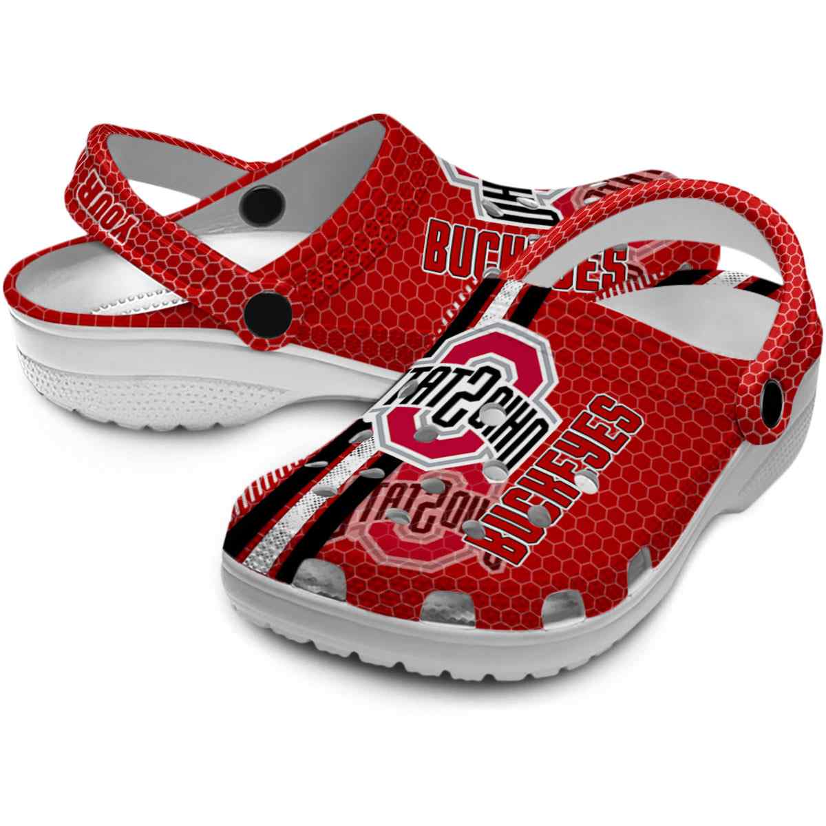 Merchidea Ohio State Buckeyes NCAA Sport Crocs Crocband Clogs Shoes Comfortable For Men Women and Kids
