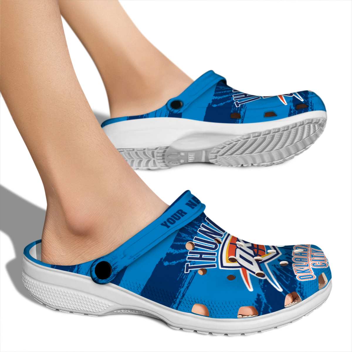 Merchidea Oklahoma City Thunder NBA Sport Crocs Crocband Clogs Shoes Comfortable For Men Women and Kids