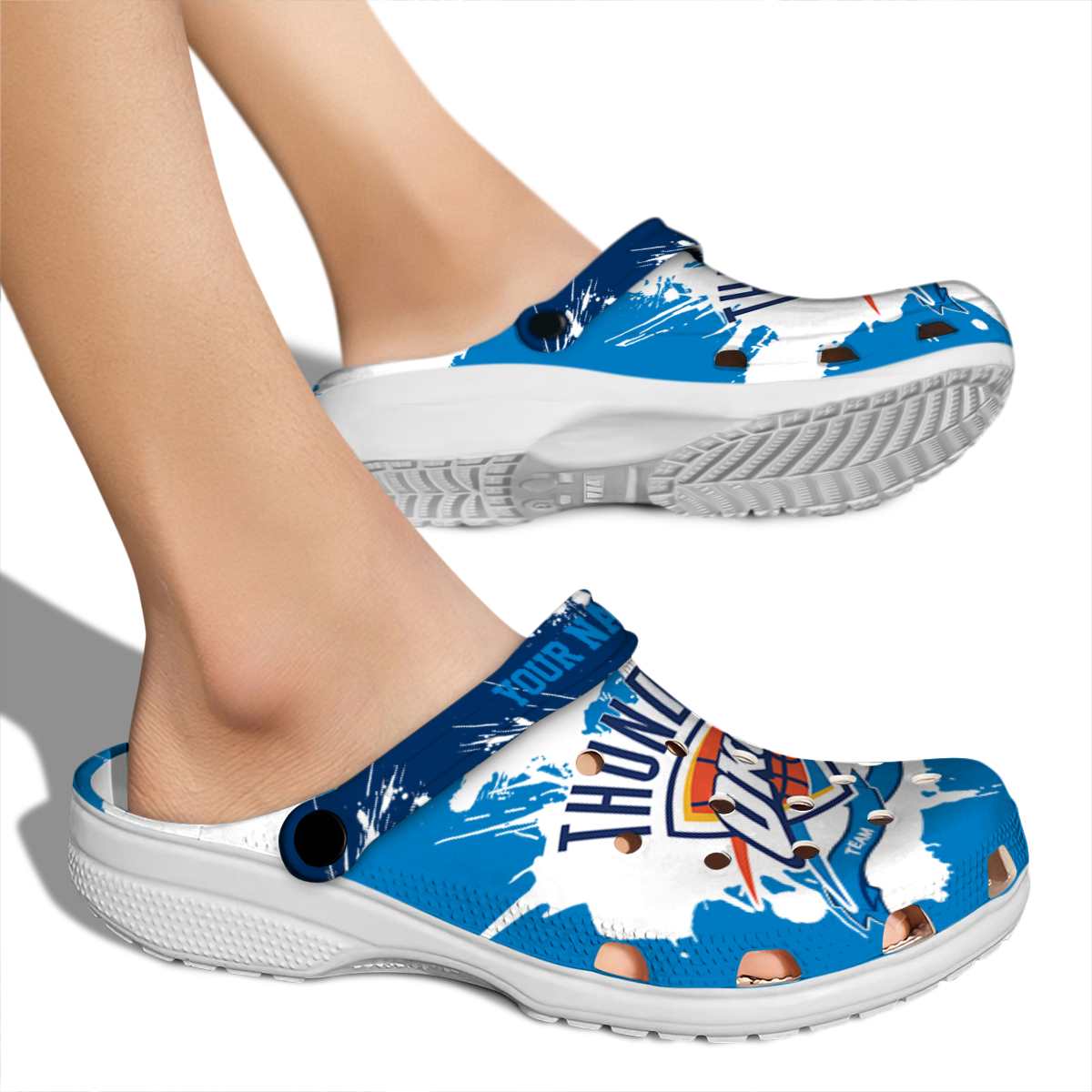 Merchidea Oklahoma City Thunder NBA Sport Crocs Crocband Clogs Shoes Comfortable For Men Women and Kids
