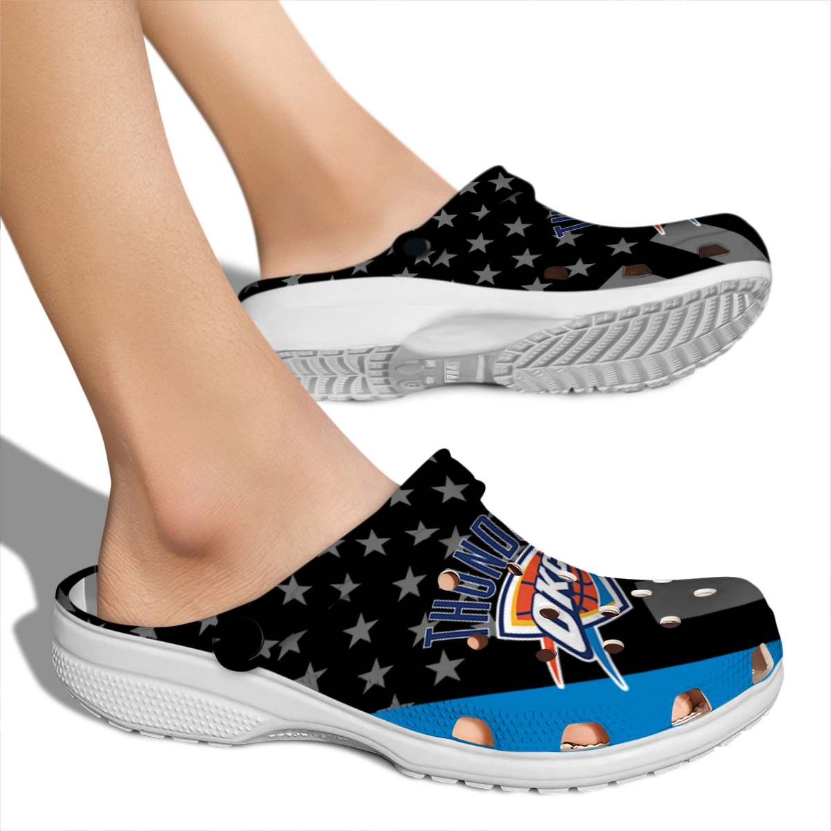 Merchidea Oklahoma City Thunder NBA Sport Crocs Crocband Clogs Shoes Comfortable For Men Women and Kids