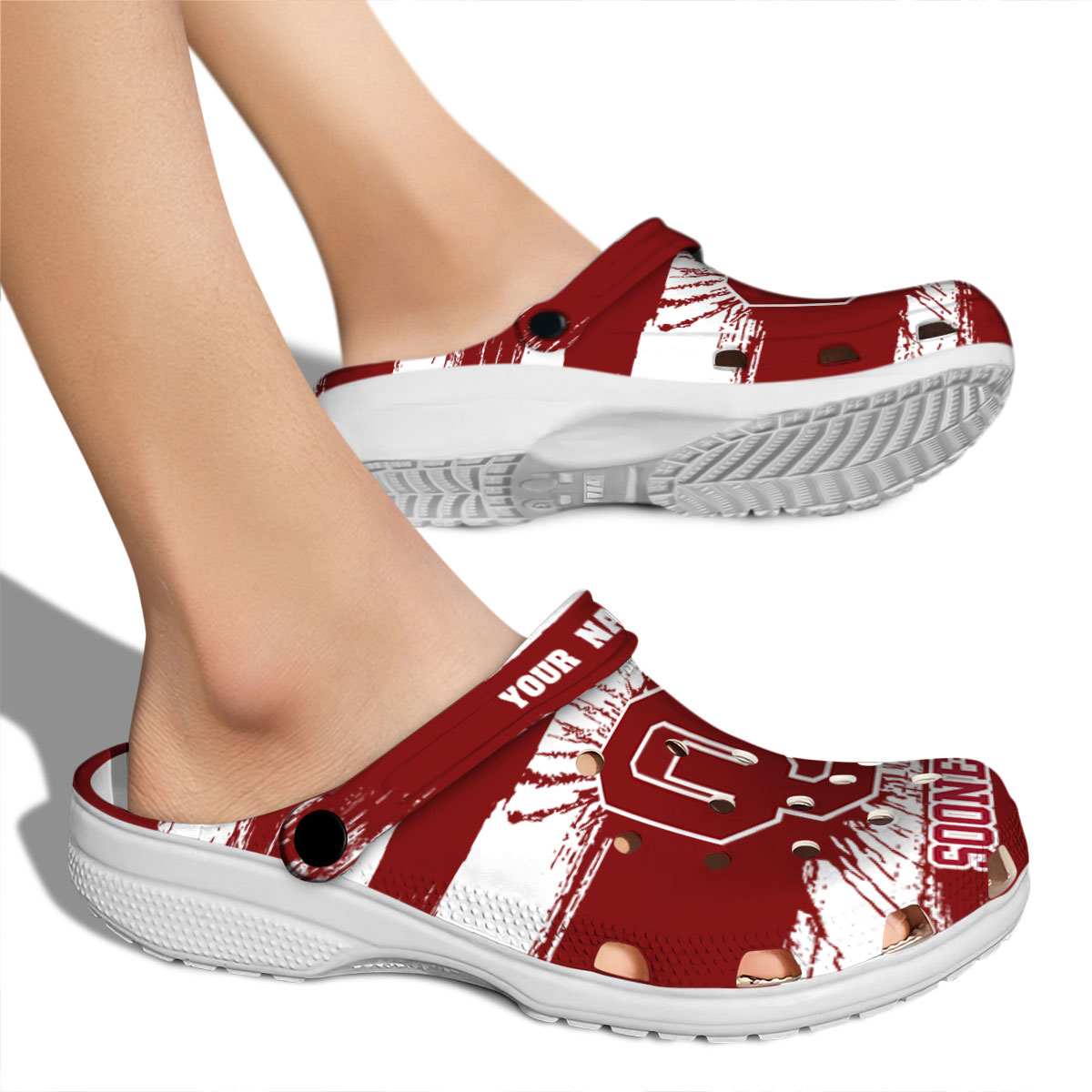 Merchidea Oklahoma Sooners NCAA Sport Crocs Crocband Clogs Shoes Comfortable For Men Women and Kids
