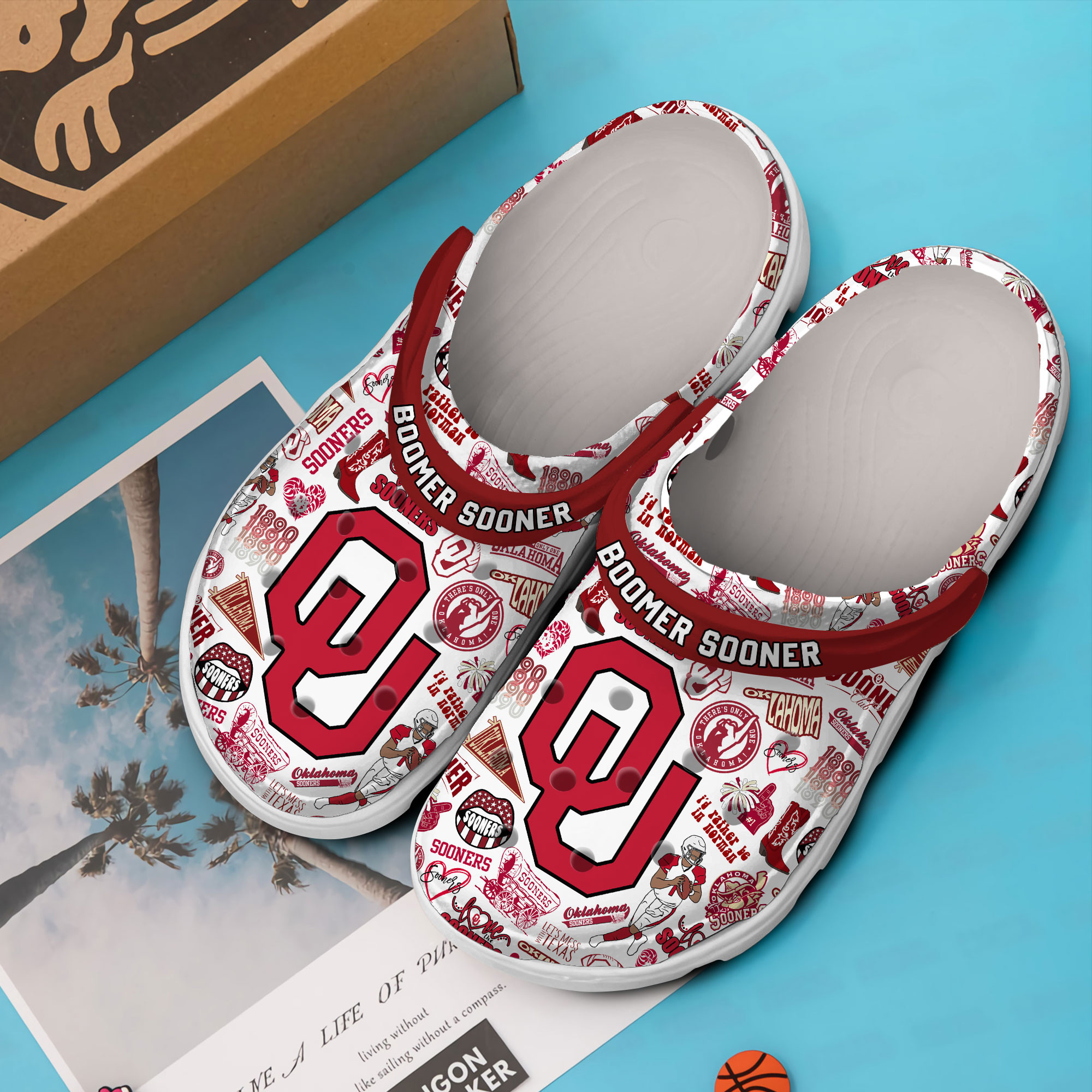 Merchidea Oklahoma Sooners NCAA Sport Crocs Crocband Clogs Shoes Comfortable For Men Women and Kids