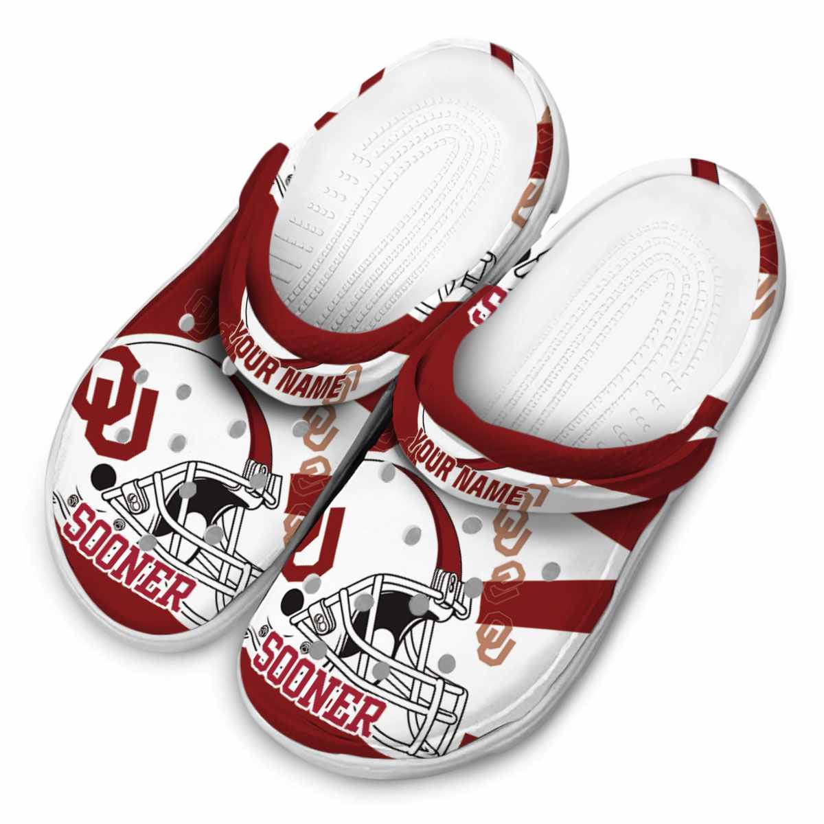 Merchidea Oklahoma Sooners NCAA Sport Crocs Crocband Clogs Shoes Comfortable For Men Women and Kids