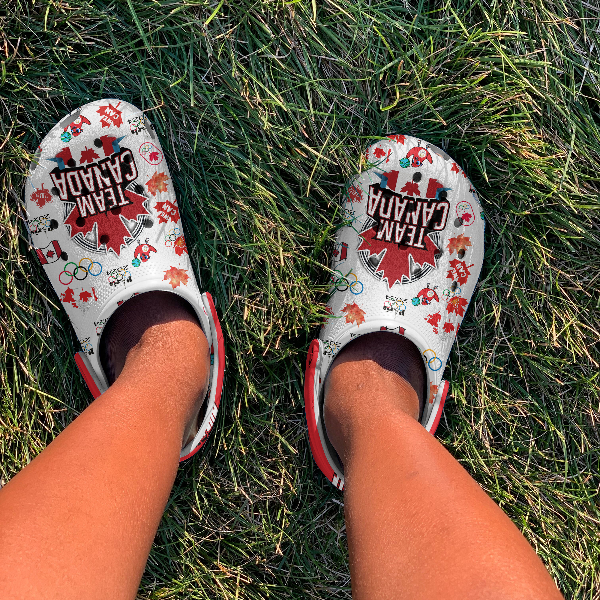 Merchidea Olympic Paris 2024 Team Canada Sport Crocs Crocband Clogs Shoes Comfortable For Men Women and Kids