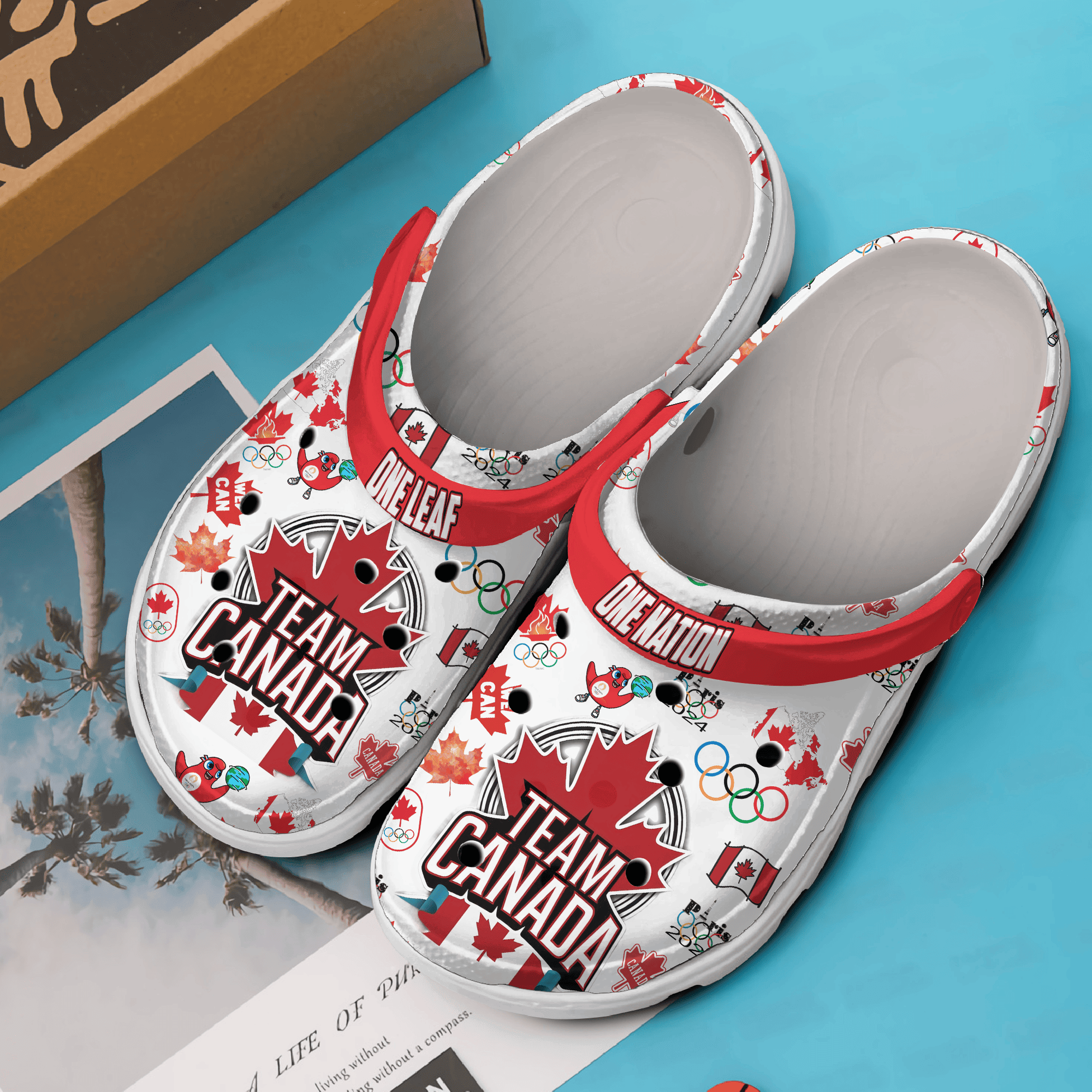 Merchidea Olympic Paris 2024 Team Canada Sport Crocs Crocband Clogs Shoes Comfortable For Men Women and Kids