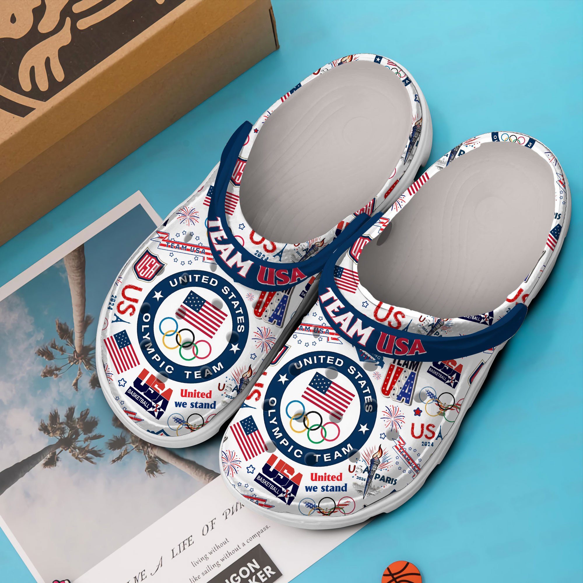 Merchidea Olympic Paris 2024 Team USA Sport Crocs Crocband Clogs Shoes Comfortable For Men Women and Kids