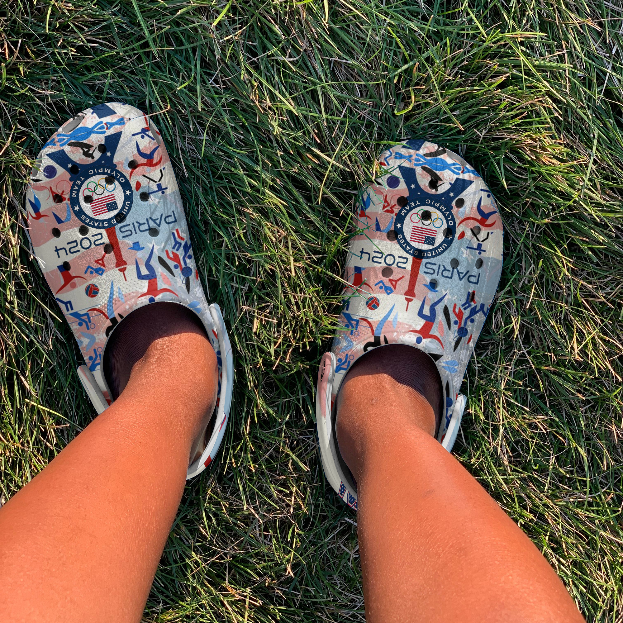 Merchidea Olympic Paris 2024 Team USA Sport Crocs Crocband Clogs Shoes Comfortable For Men Women and Kids