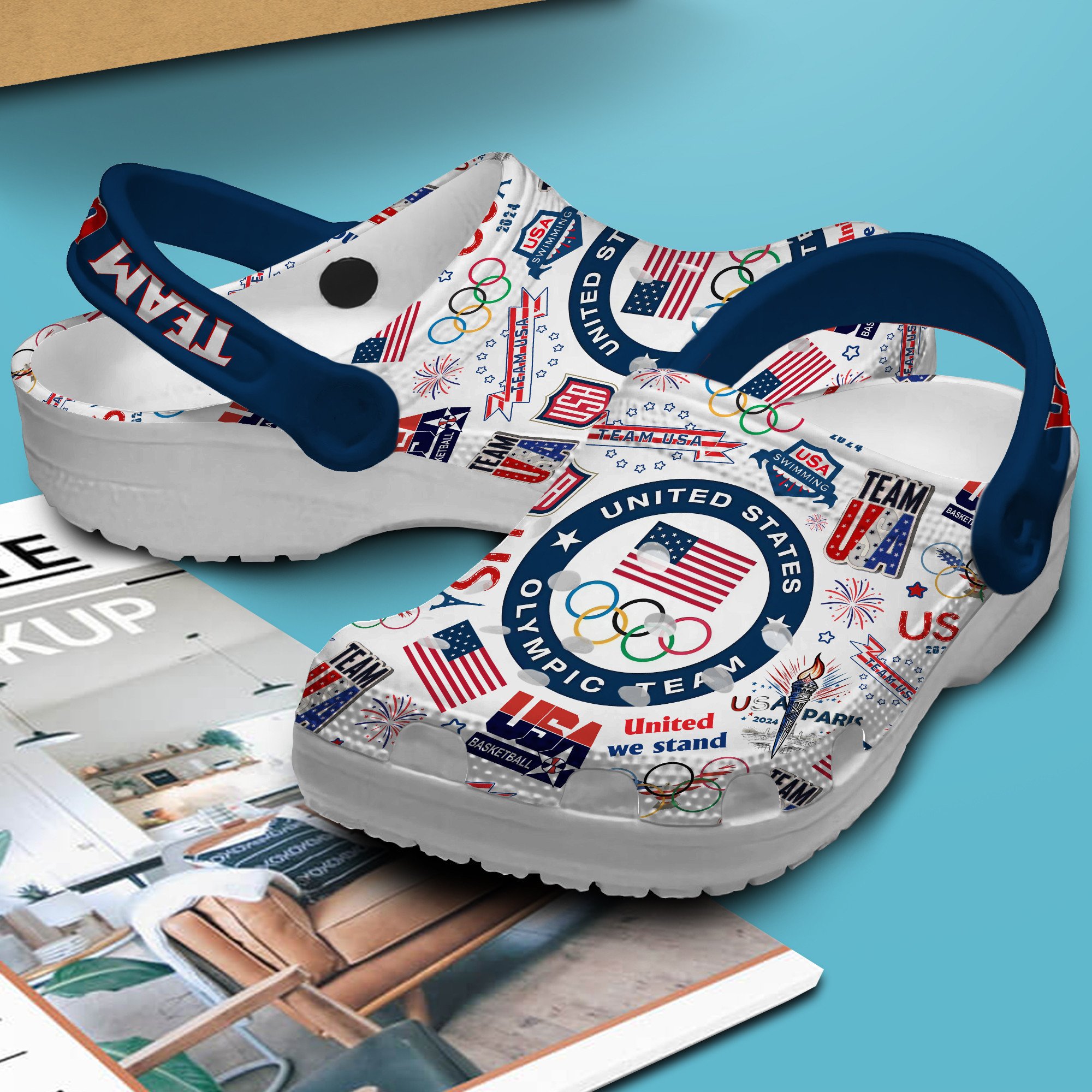 Merchidea Olympic Paris 2024 Team USA Sport Crocs Crocband Clogs Shoes Comfortable For Men Women and Kids