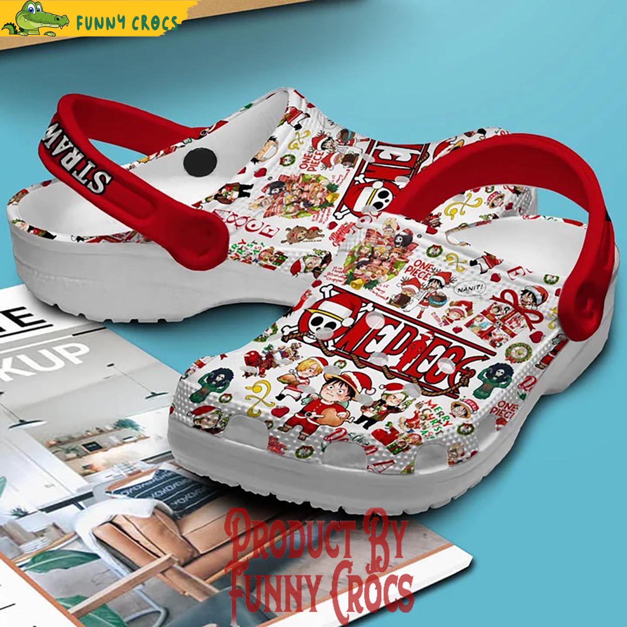 Merchidea One Piece Anime Christmas Crocs Crocband Clogs Shoes Comfortable For Men Women and Kids