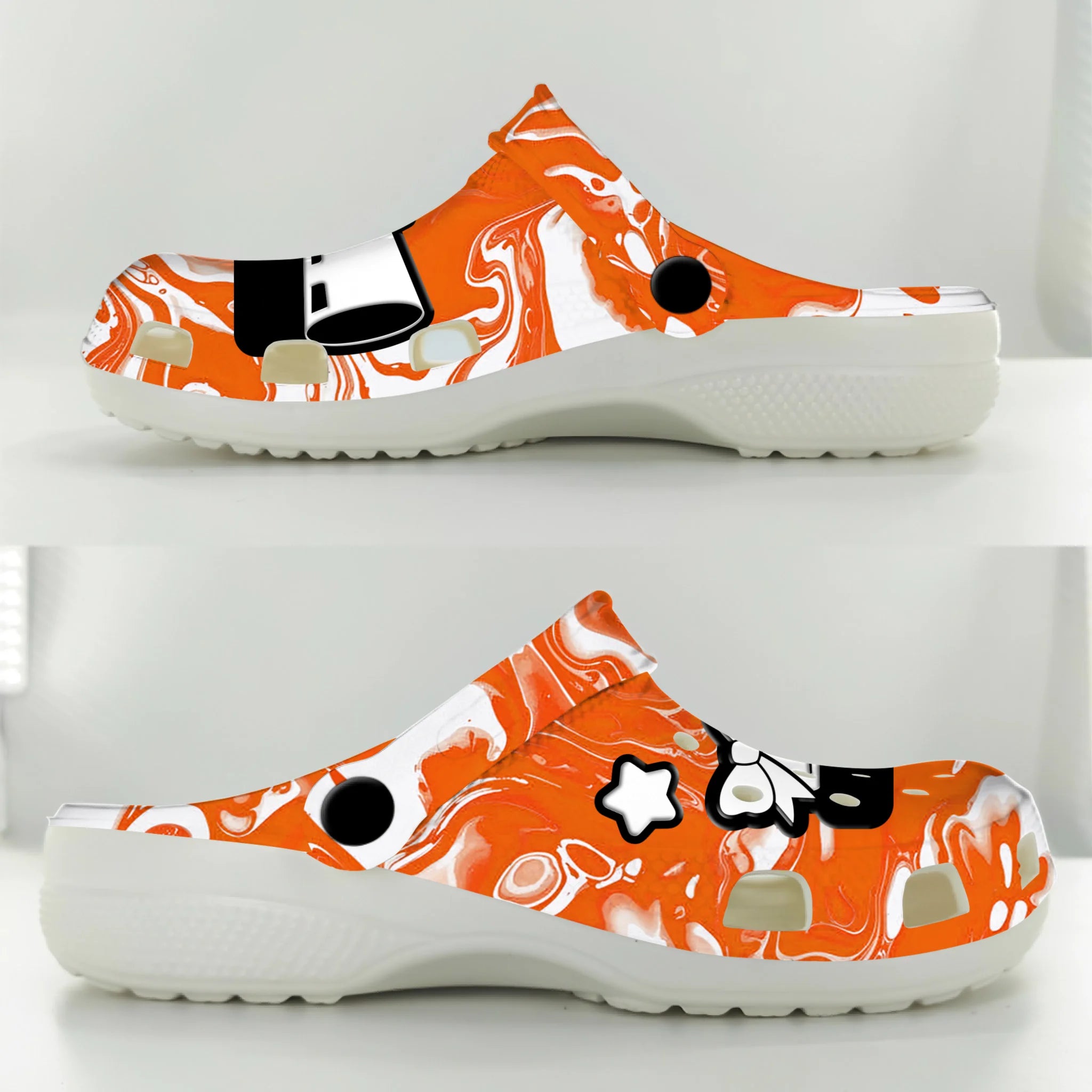 Merchidea Orange Tie-Dye Cheerleading Sport Crocs Crocband Clogs Shoes Comfortable For Men Women and Kids