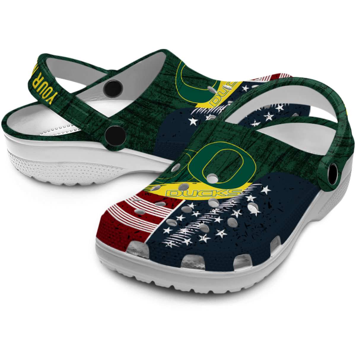 Merchidea Oregon Ducks NCAA Sport Crocs Crocband Clogs Shoes Comfortable For Men Women and Kids
