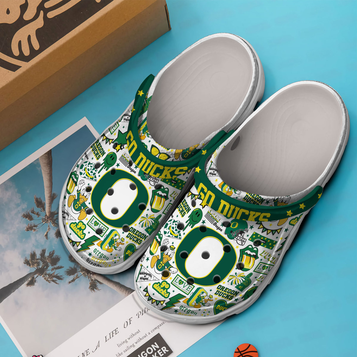 Merchidea Oregon Ducks NCAA Sport Crocs Crocband Clogs Shoes Comfortable For Men Women and Kids