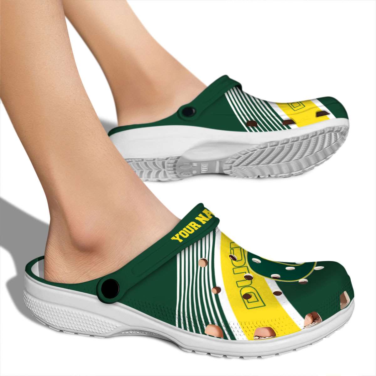 Merchidea Oregon Ducks NCAA Sport Crocs Crocband Clogs Shoes Comfortable For Men Women and Kids