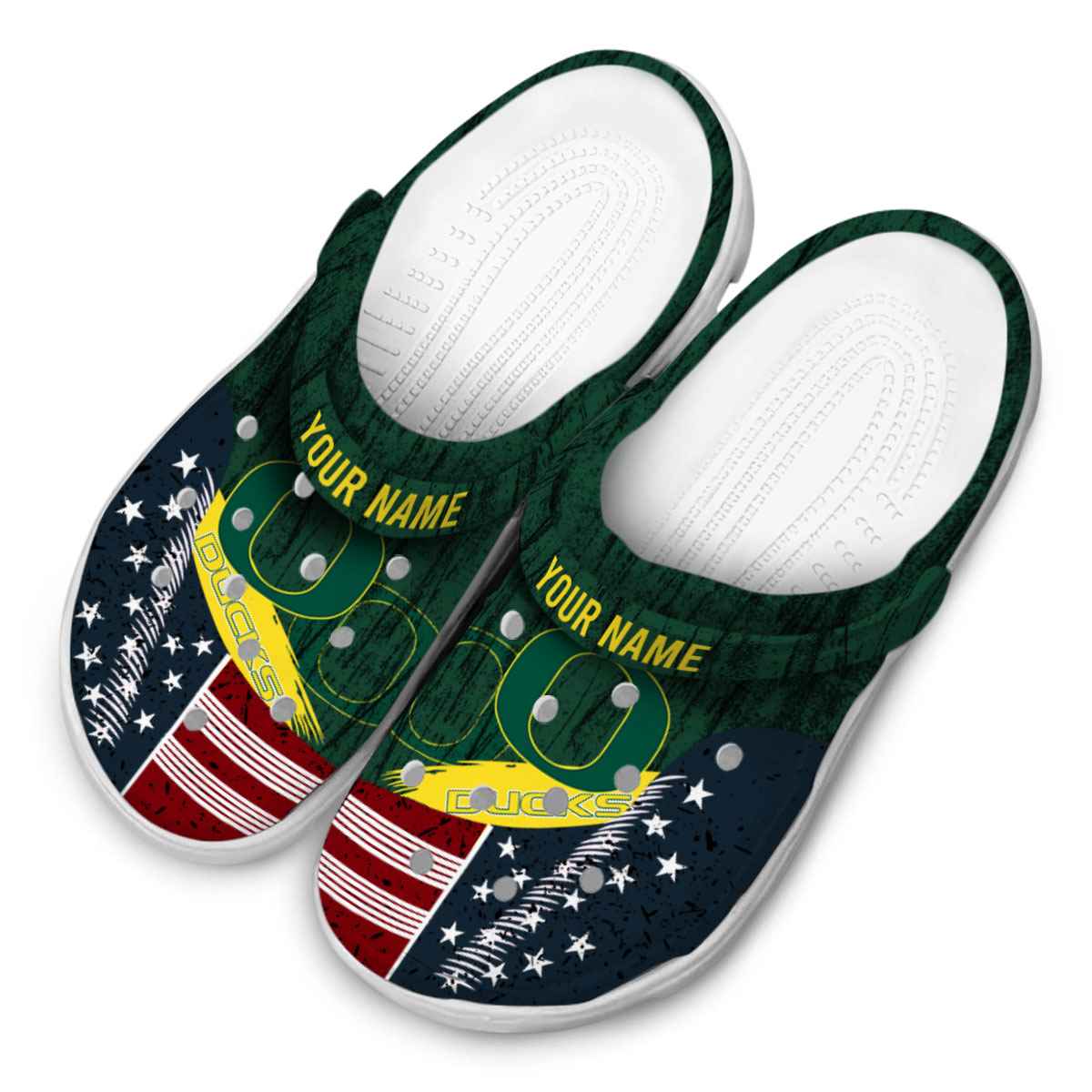 Merchidea Oregon Ducks NCAA Sport Crocs Crocband Clogs Shoes Comfortable For Men Women and Kids