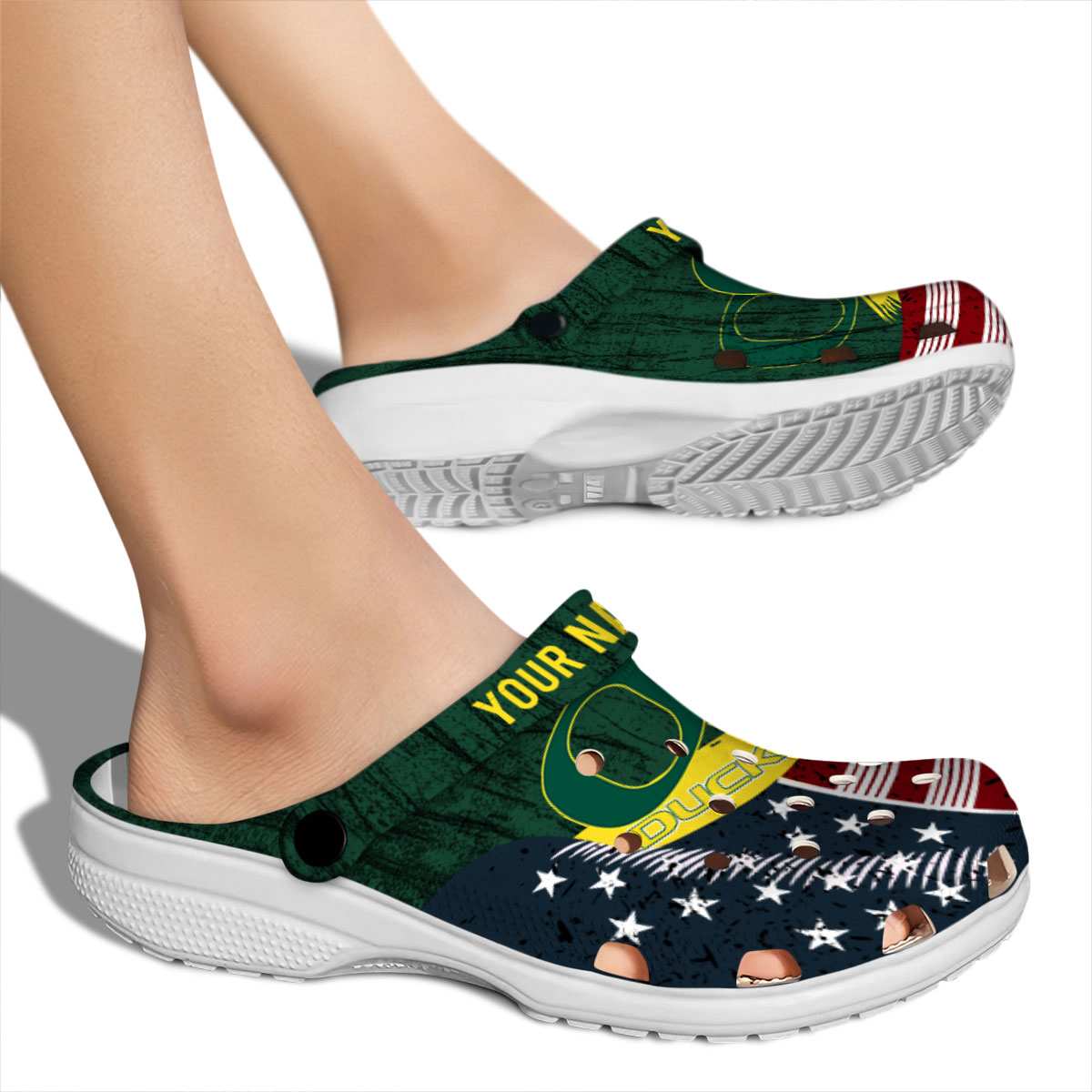 Merchidea Oregon Ducks NCAA Sport Crocs Crocband Clogs Shoes Comfortable For Men Women and Kids