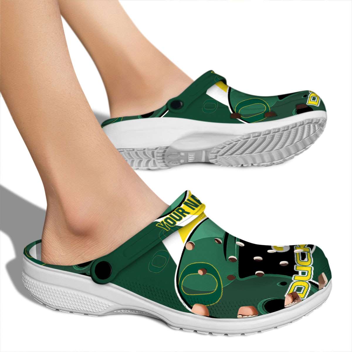 Merchidea Oregon Ducks NCAA Sport Crocs Crocband Clogs Shoes Comfortable For Men Women and Kids