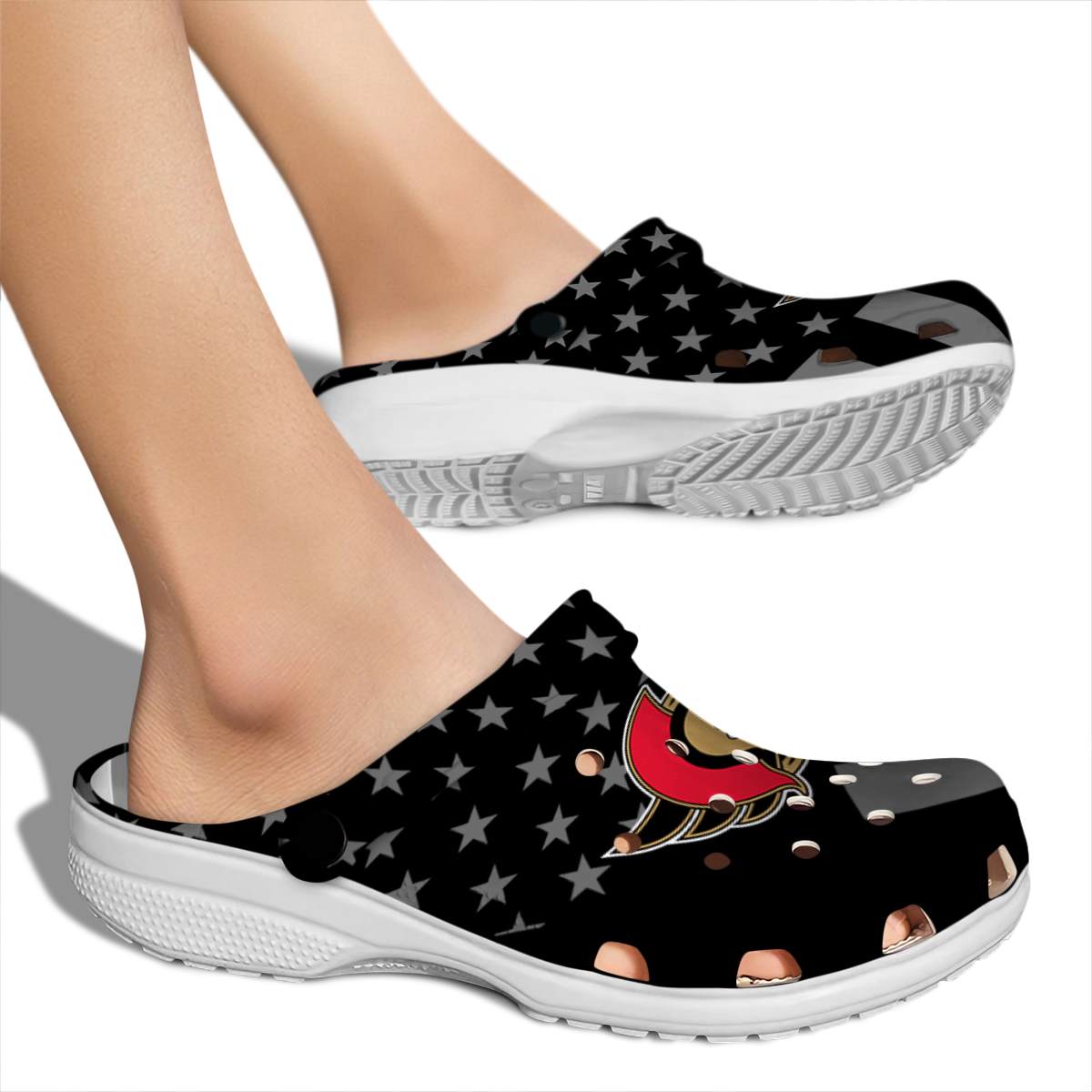 Merchidea Ottawa Senators NHL Sport Crocs Crocband Clogs Shoes Comfortable For Men Women and Kids