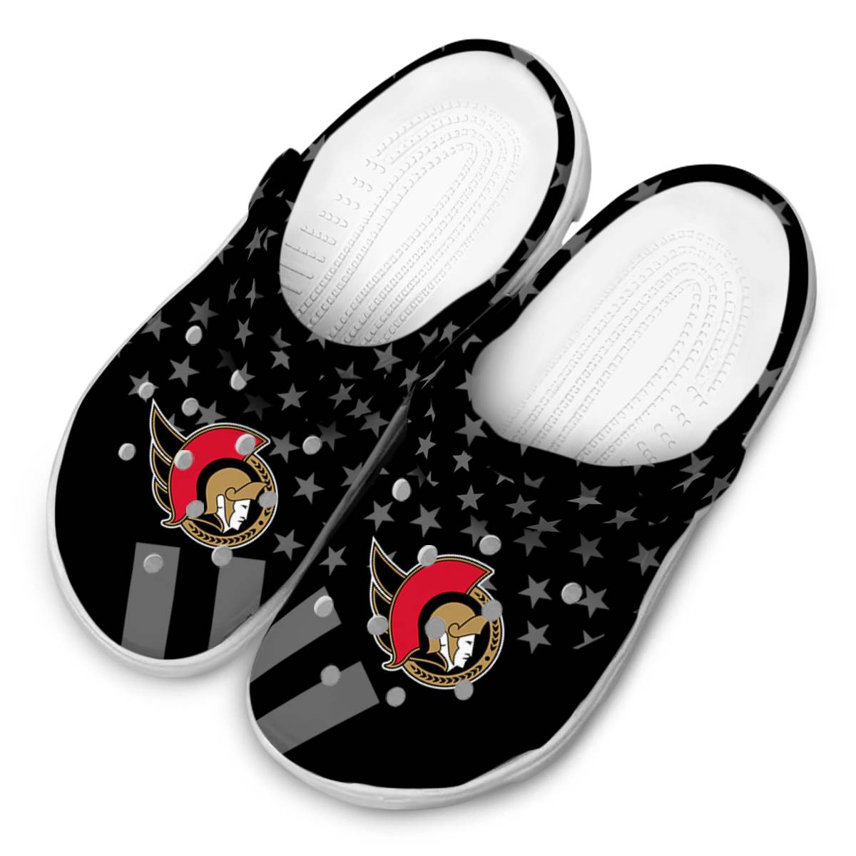 Merchidea Ottawa Senators NHL Sport Crocs Crocband Clogs Shoes Comfortable For Men Women and Kids