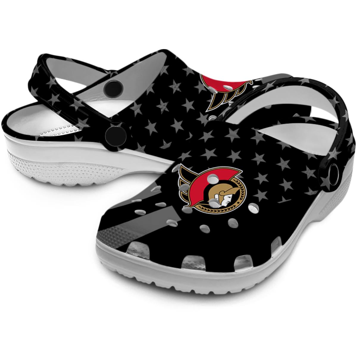 Merchidea Ottawa Senators NHL Sport Crocs Crocband Clogs Shoes Comfortable For Men Women and Kids