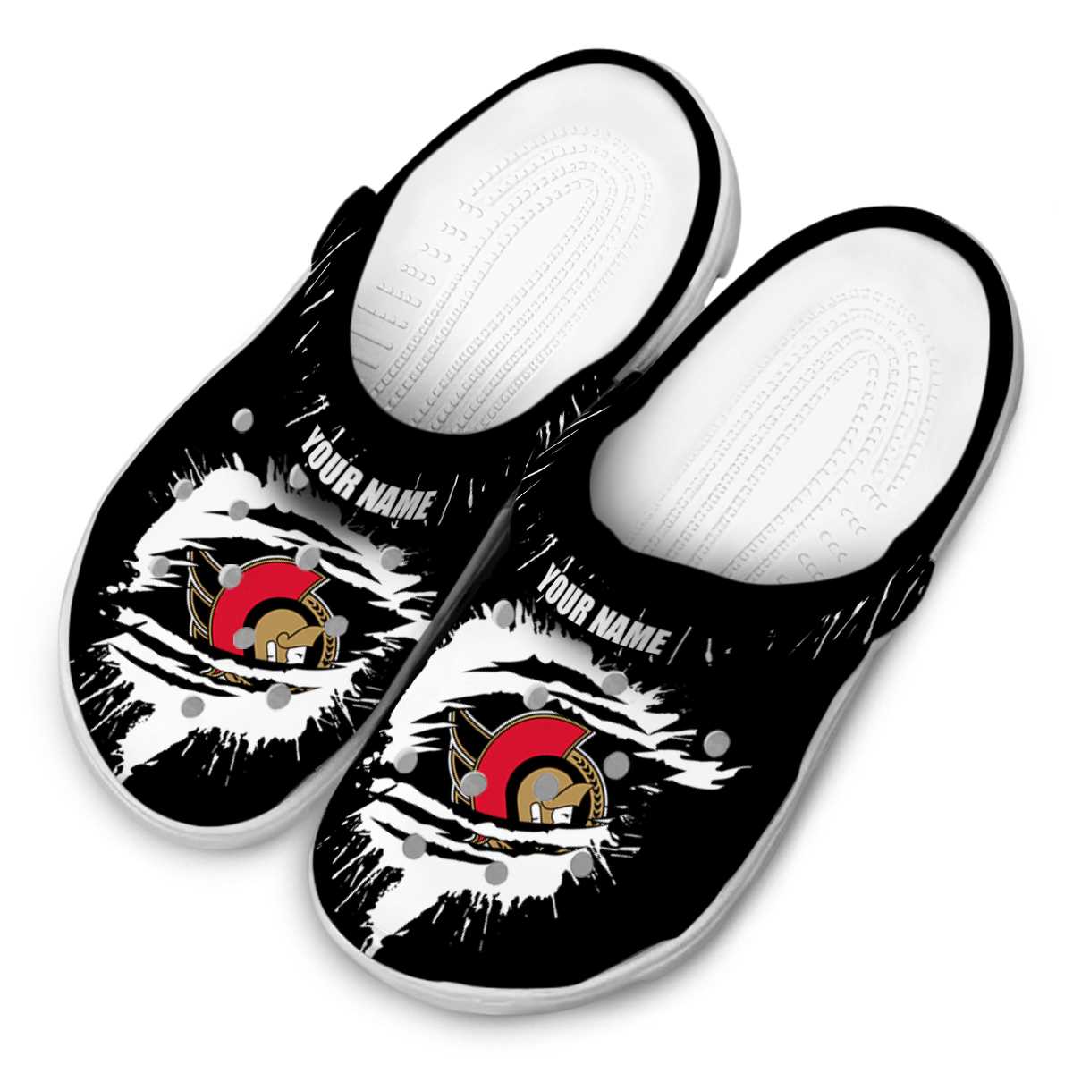 Merchidea Ottawa Senators NHL Sport Crocs Crocband Clogs Shoes Comfortable For Men Women and Kids