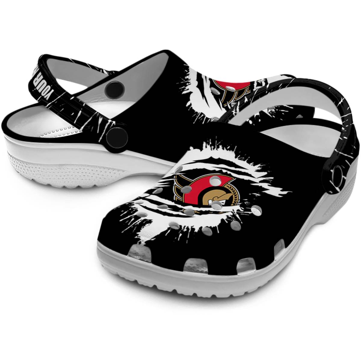 Merchidea Ottawa Senators NHL Sport Crocs Crocband Clogs Shoes Comfortable For Men Women and Kids