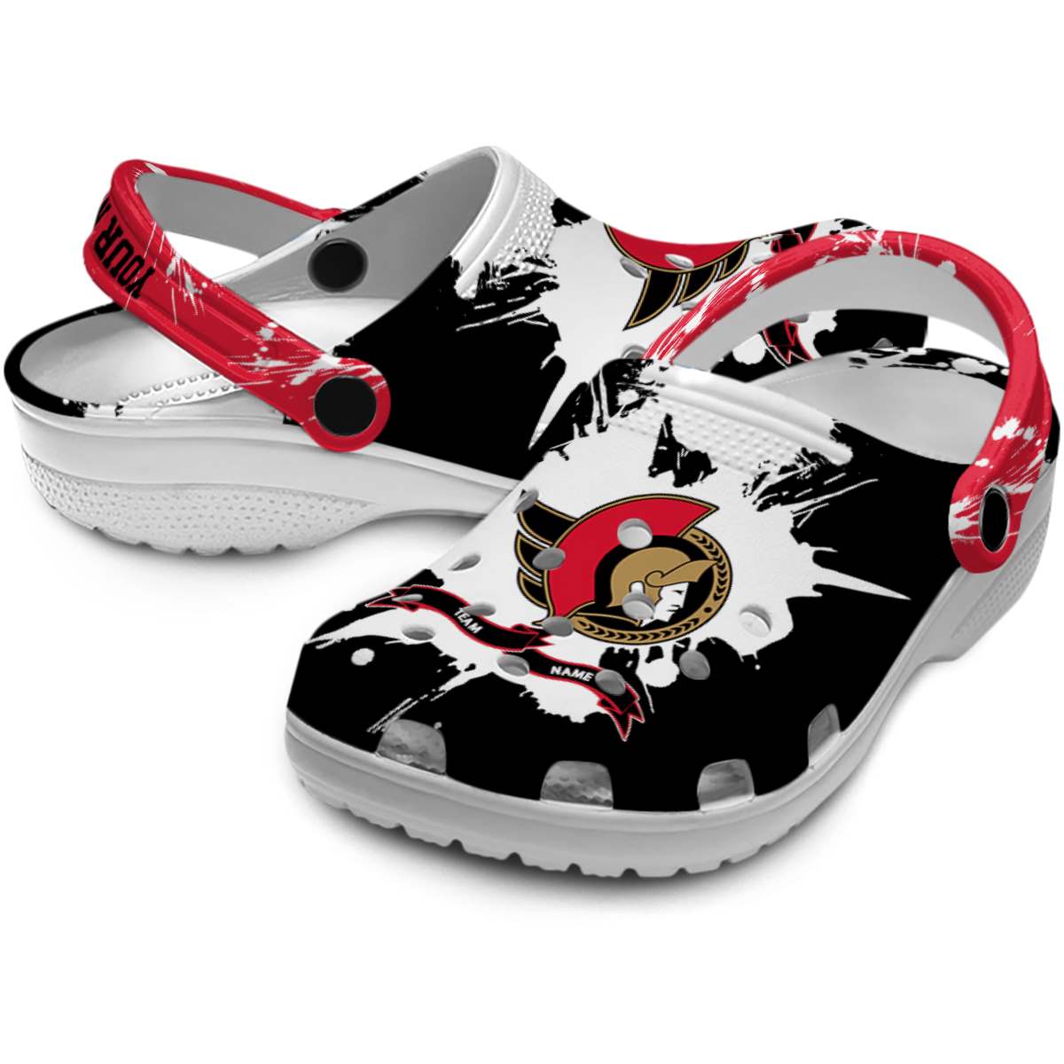 Merchidea Ottawa Senators NHL Sport Crocs Crocband Clogs Shoes Comfortable For Men Women and Kids