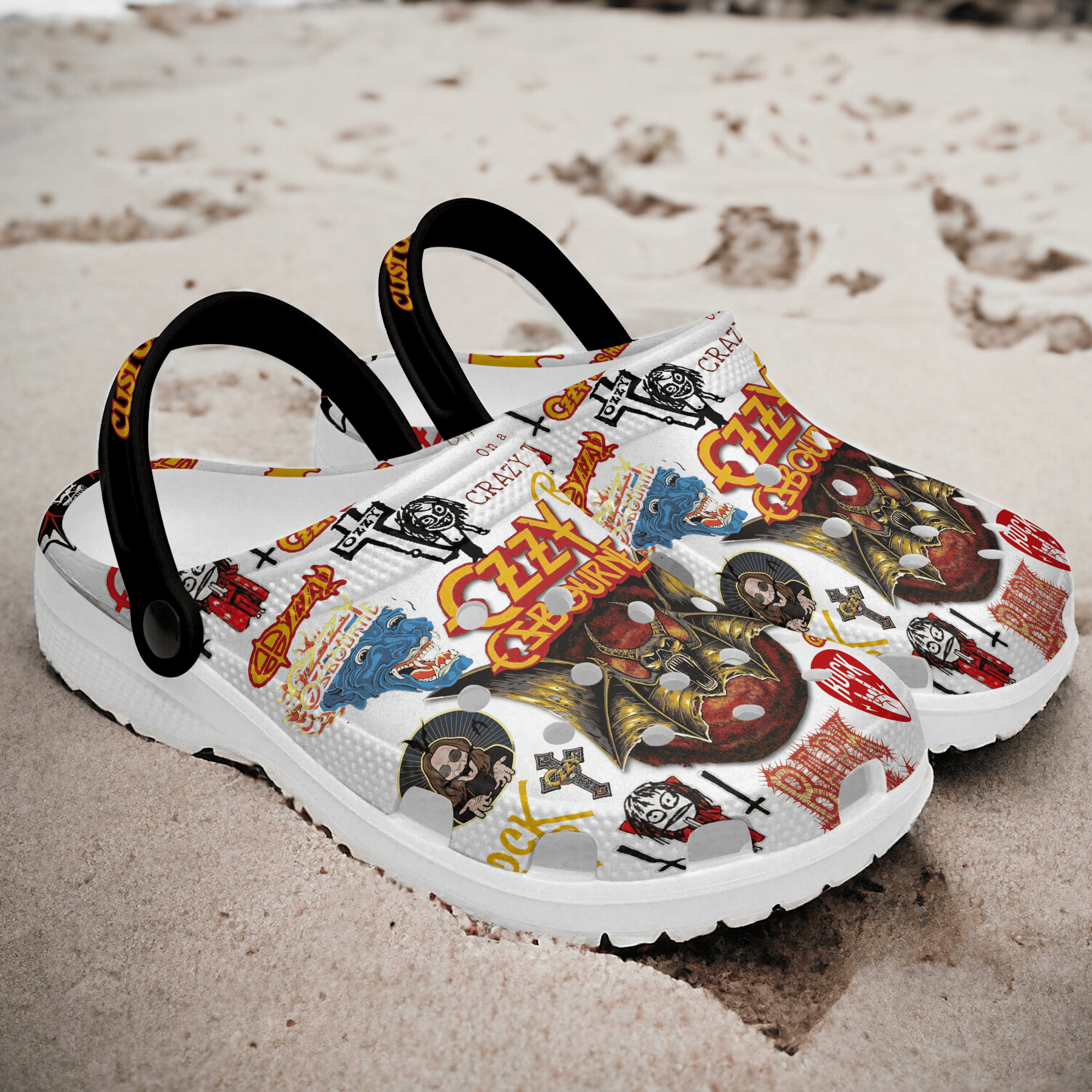 Merchidea ozzy Osbourne Music Crocs Crocband Clogs Shoes Comfortable For Men Women and Kids