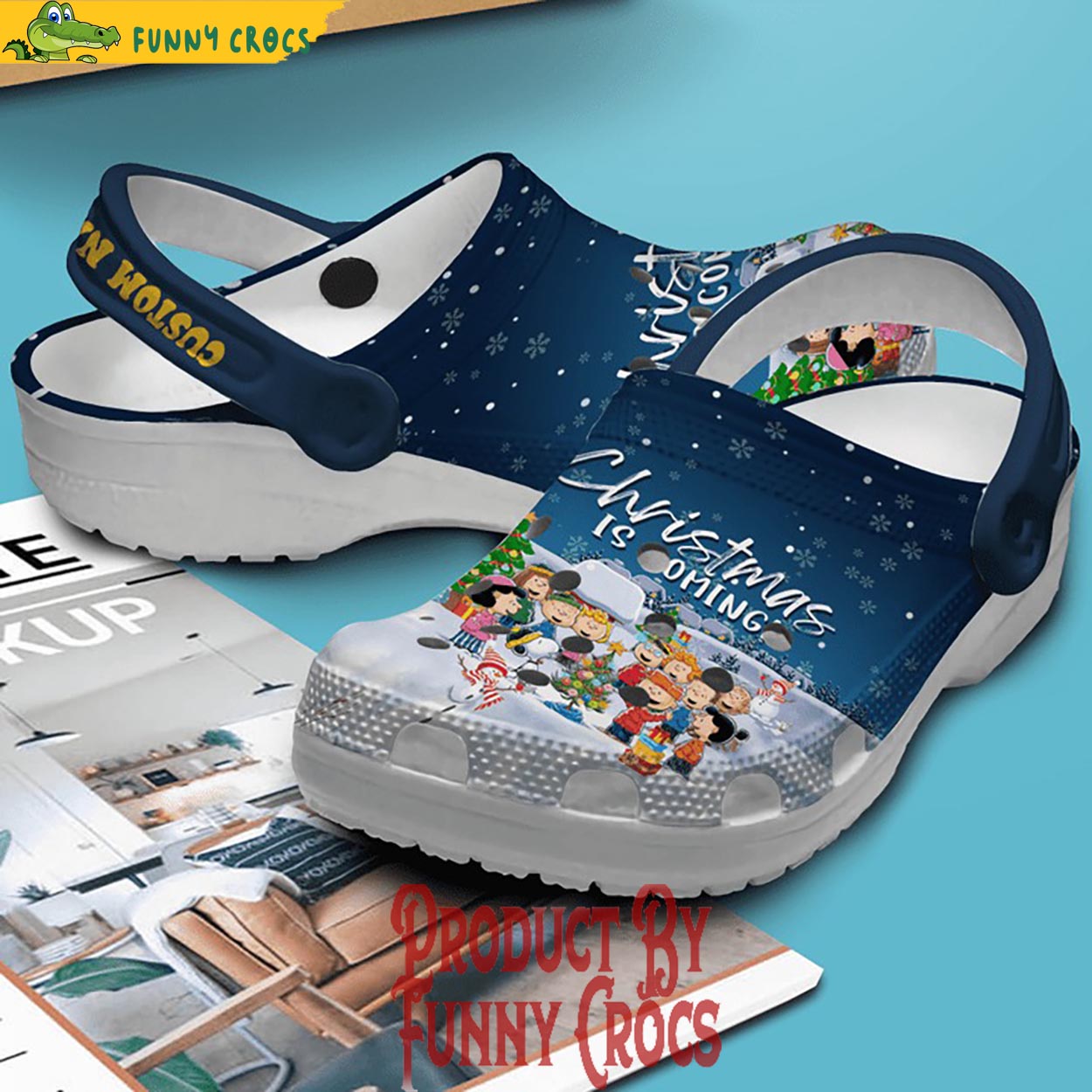 Merchidea Peanuts And Snoopy Cartoon Christmas Crocs Crocband Clogs Shoes Comfortable For Men Women and Kids