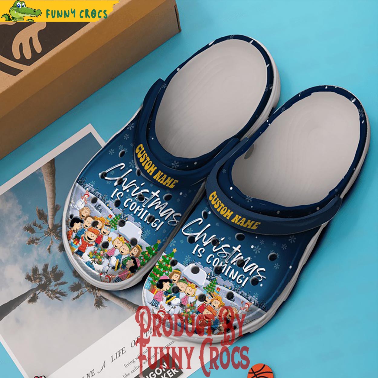 Merchidea Peanuts And Snoopy Cartoon Christmas Crocs Crocband Clogs Shoes Comfortable For Men Women and Kids