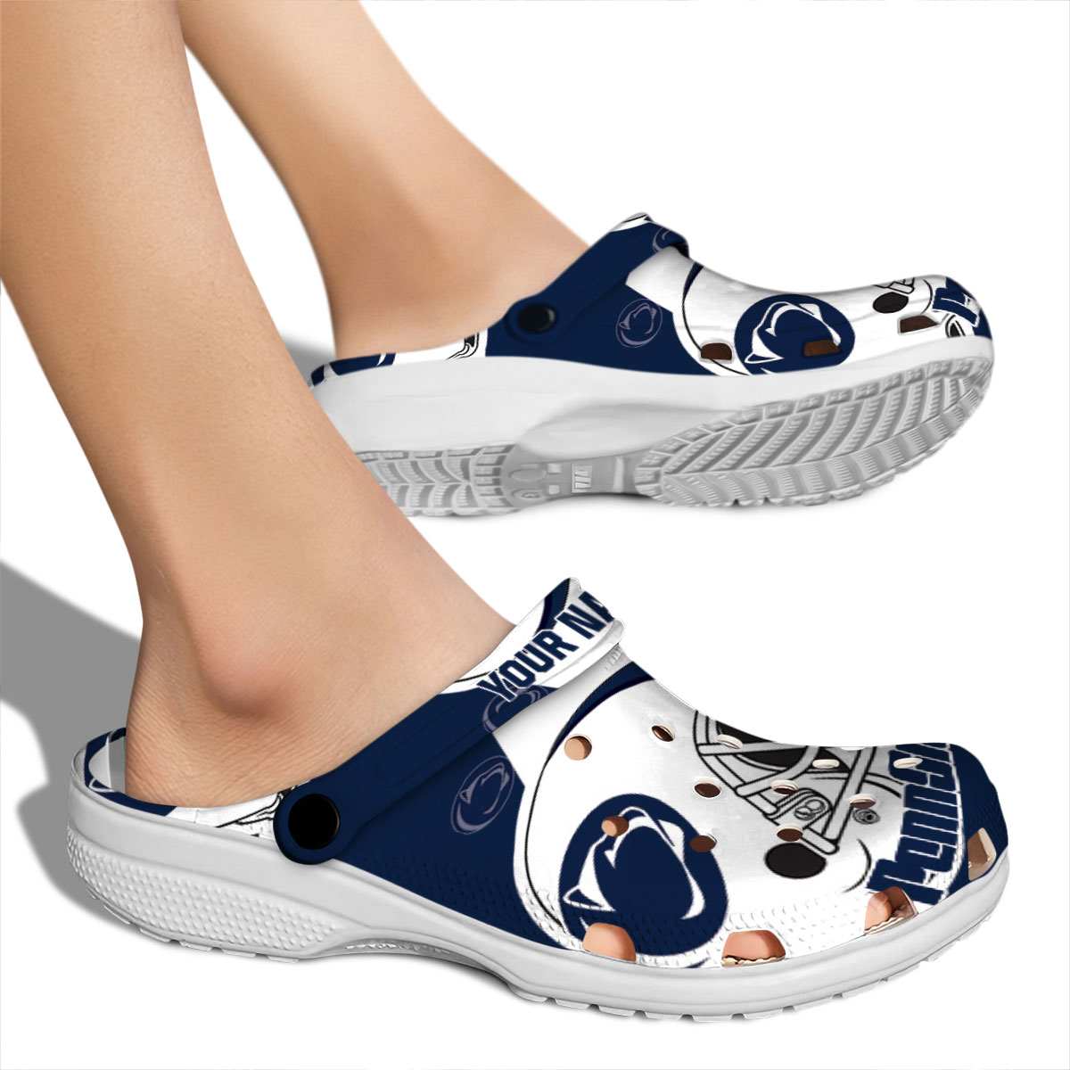 Merchidea Penn State Nittany Lions NCAA Sport Crocs Crocband Clogs Shoes Comfortable For Men Women and Kids