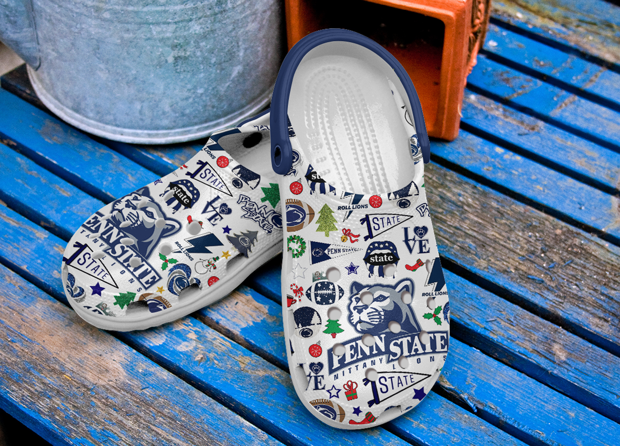 Merchidea Penn State Nittany Lions NCAA Sport Crocs Crocband Clogs Shoes Comfortable For Men Women and Kids