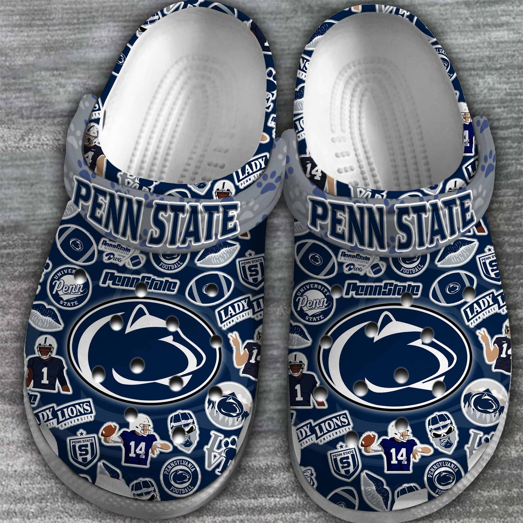 Merchidea Penn State Nittany Lions NCAA Sport Crocs Crocband Clogs Shoes Comfortable For Men Women and Kids