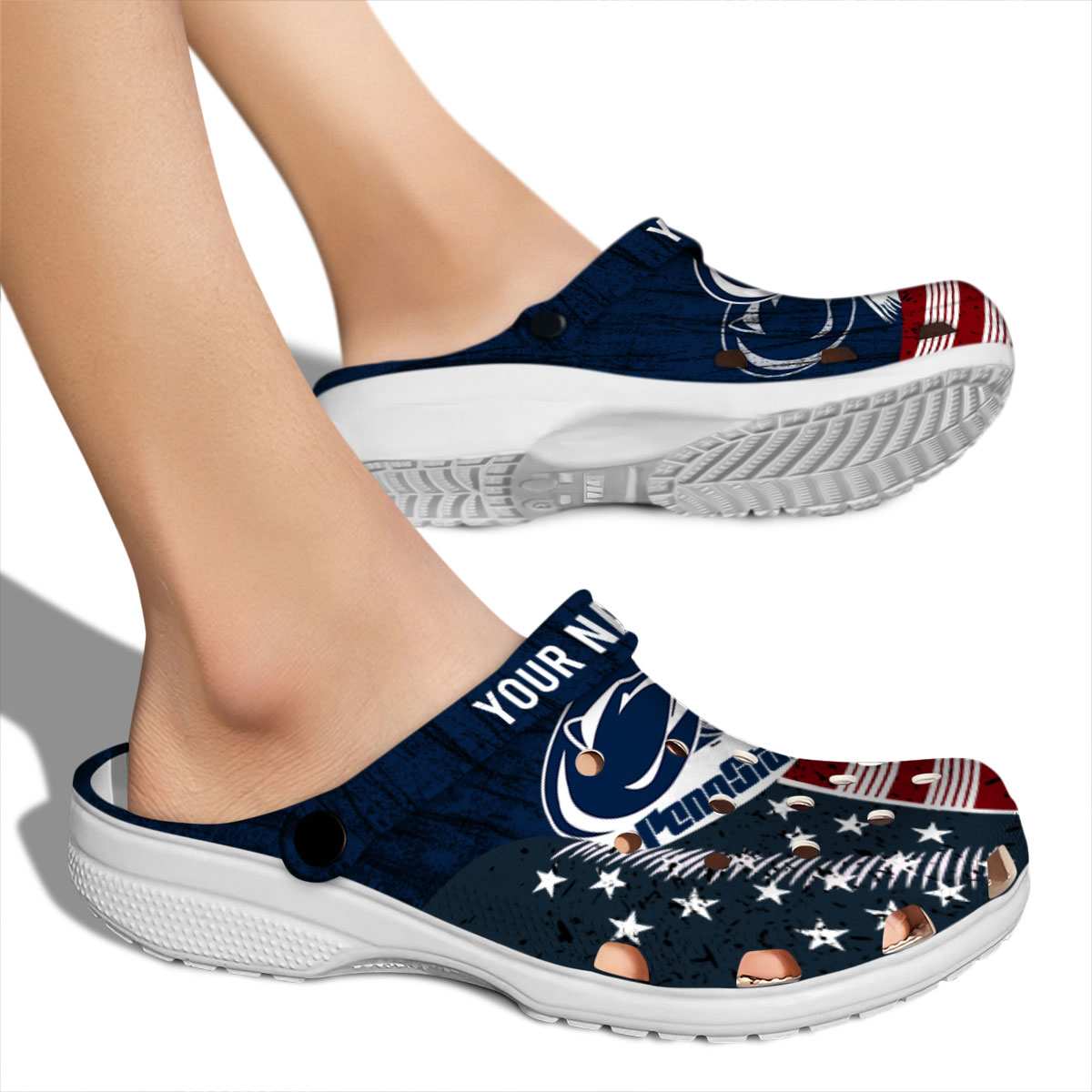 Merchidea Penn State Nittany Lions NCAA Sport Crocs Crocband Clogs Shoes Comfortable For Men Women and Kids