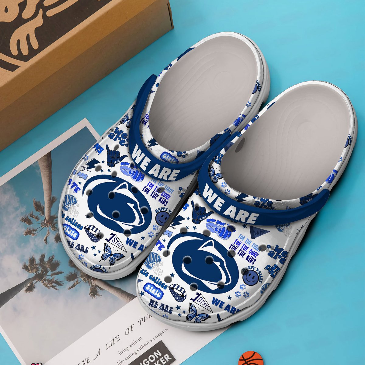Merchidea Penn State Nittany Lions NCAA Sport Crocs Crocband Clogs Shoes Comfortable For Men Women and Kids