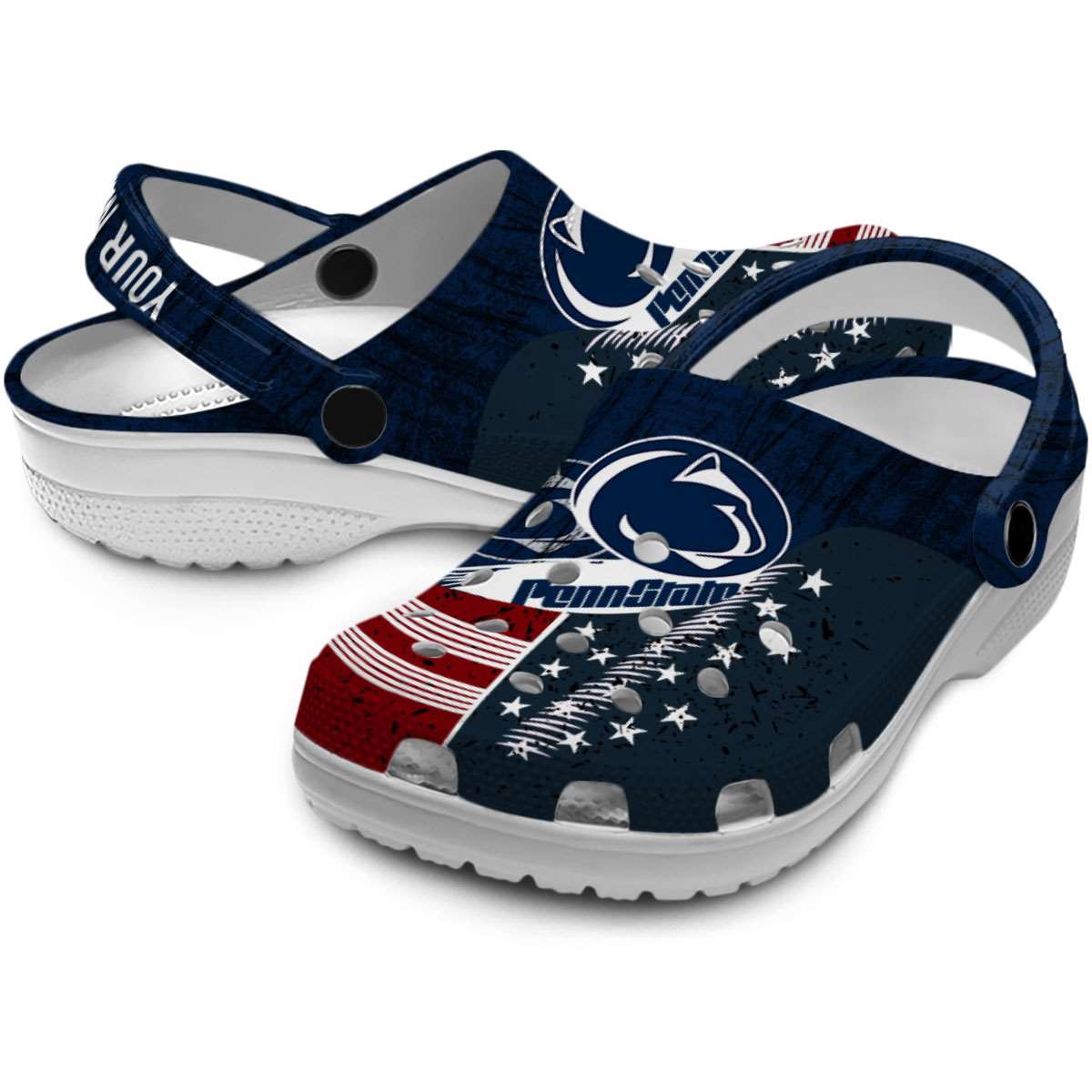 Merchidea Penn State Nittany Lions NCAA Sport Crocs Crocband Clogs Shoes Comfortable For Men Women and Kids