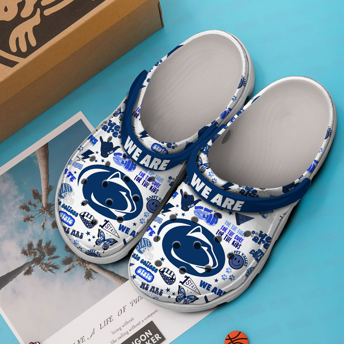 Merchidea Penn State Nittany Lions NCAA Sport Crocs Crocband Clogs Shoes Comfortable For Men Women and Kids