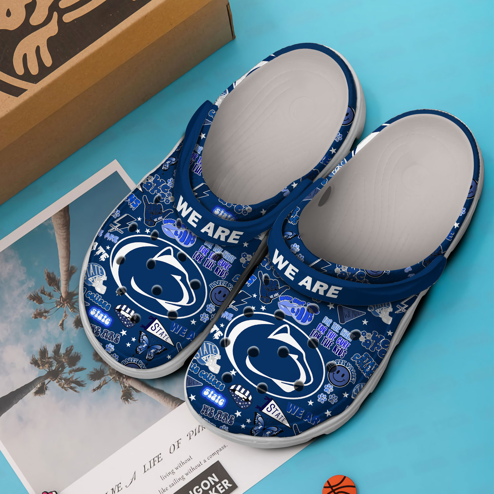 Merchidea Penn State Nittany Lions NCAA Sport Crocs Crocband Clogs Shoes Comfortable For Men Women and Kids