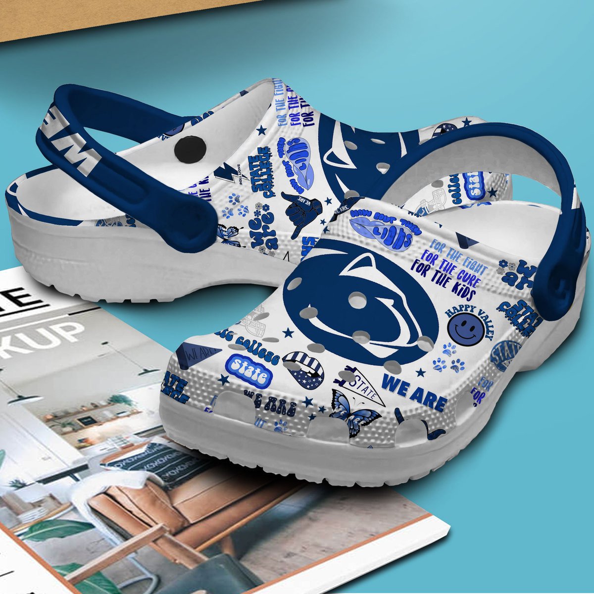 Merchidea Penn State Nittany Lions NCAA Sport Crocs Crocband Clogs Shoes Comfortable For Men Women and Kids