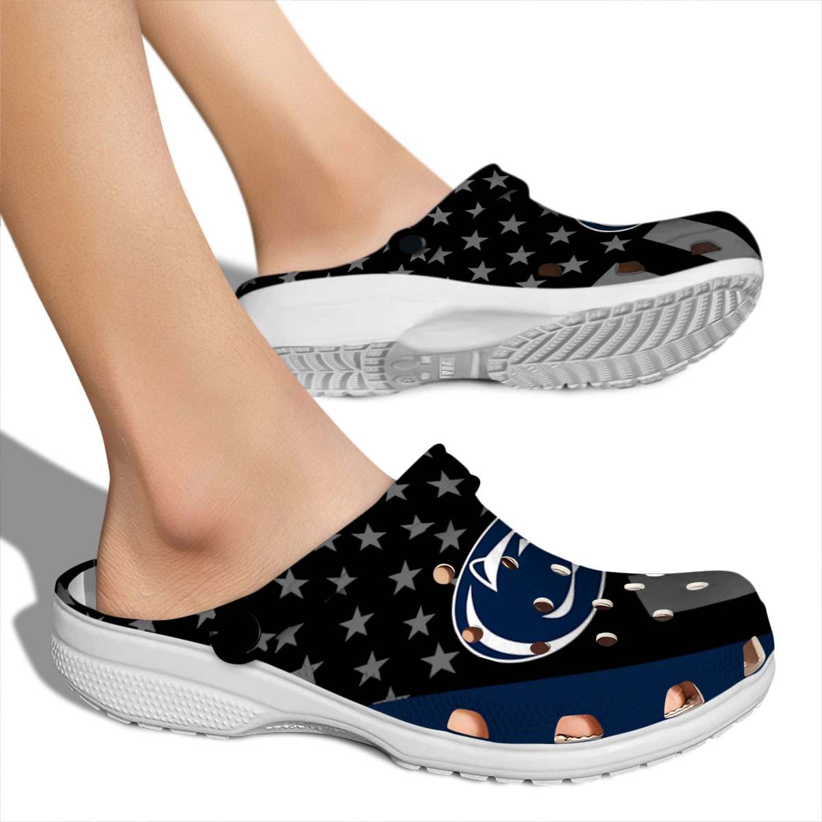 Merchidea Penn State Nittany Lions NCAA Sport Crocs Crocband Clogs Shoes Comfortable For Men Women and Kids