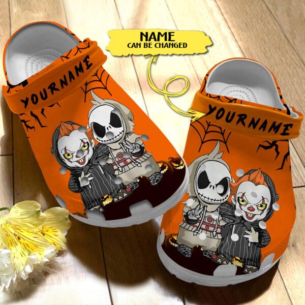 Merchidea Pennywise And Jack Skellington The Nightmare Before Christmas Movie Crocs Crocband Clogs Shoes Comfortable For Men Women and Kids