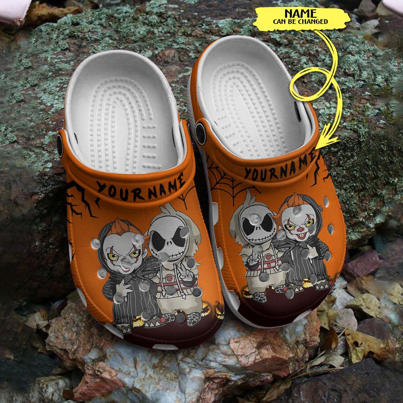 Merchidea Pennywise And Jack Skellington The Nightmare Before Christmas Movie Crocs Crocband Clogs Shoes Comfortable For Men Women and Kids