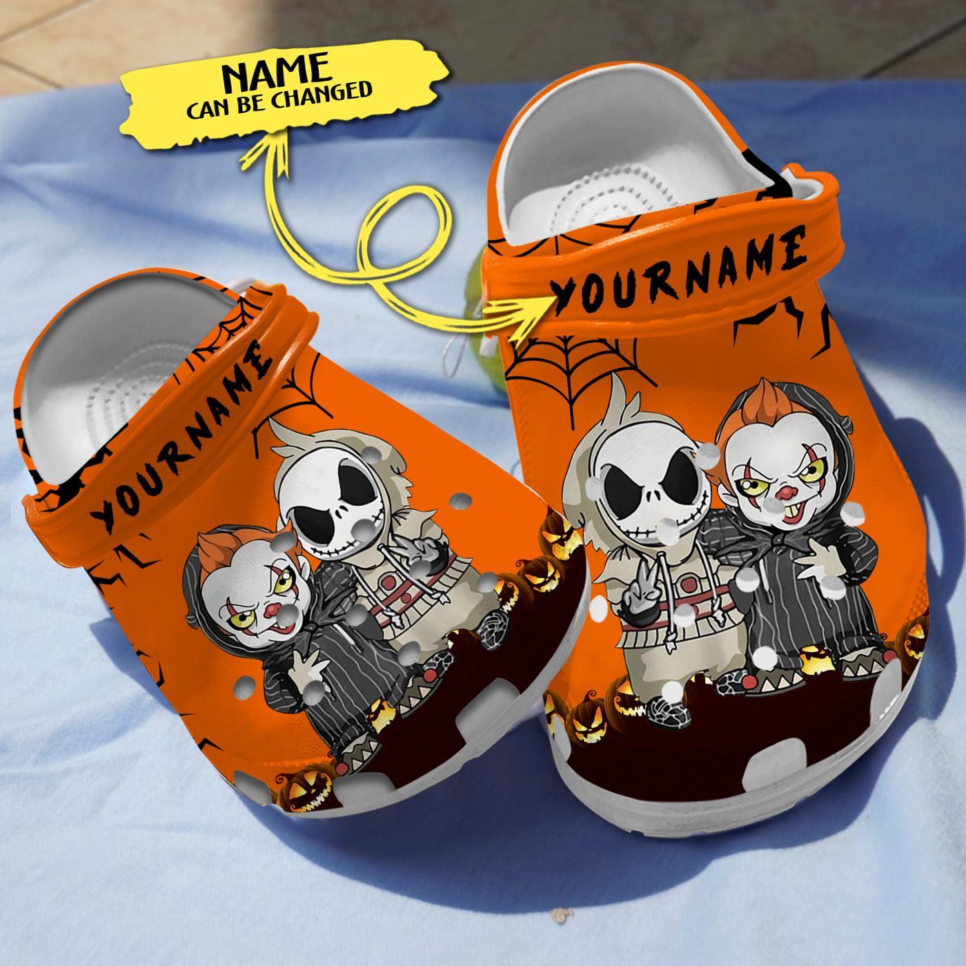 Merchidea Pennywise And Jack Skellington The Nightmare Before Christmas Movie Crocs Crocband Clogs Shoes Comfortable For Men Women and Kids