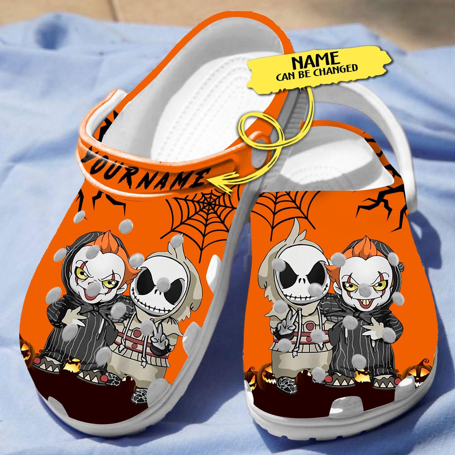Merchidea Pennywise And Jack Skellington The Nightmare Before Christmas Movie Crocs Crocband Clogs Shoes Comfortable For Men Women and Kids