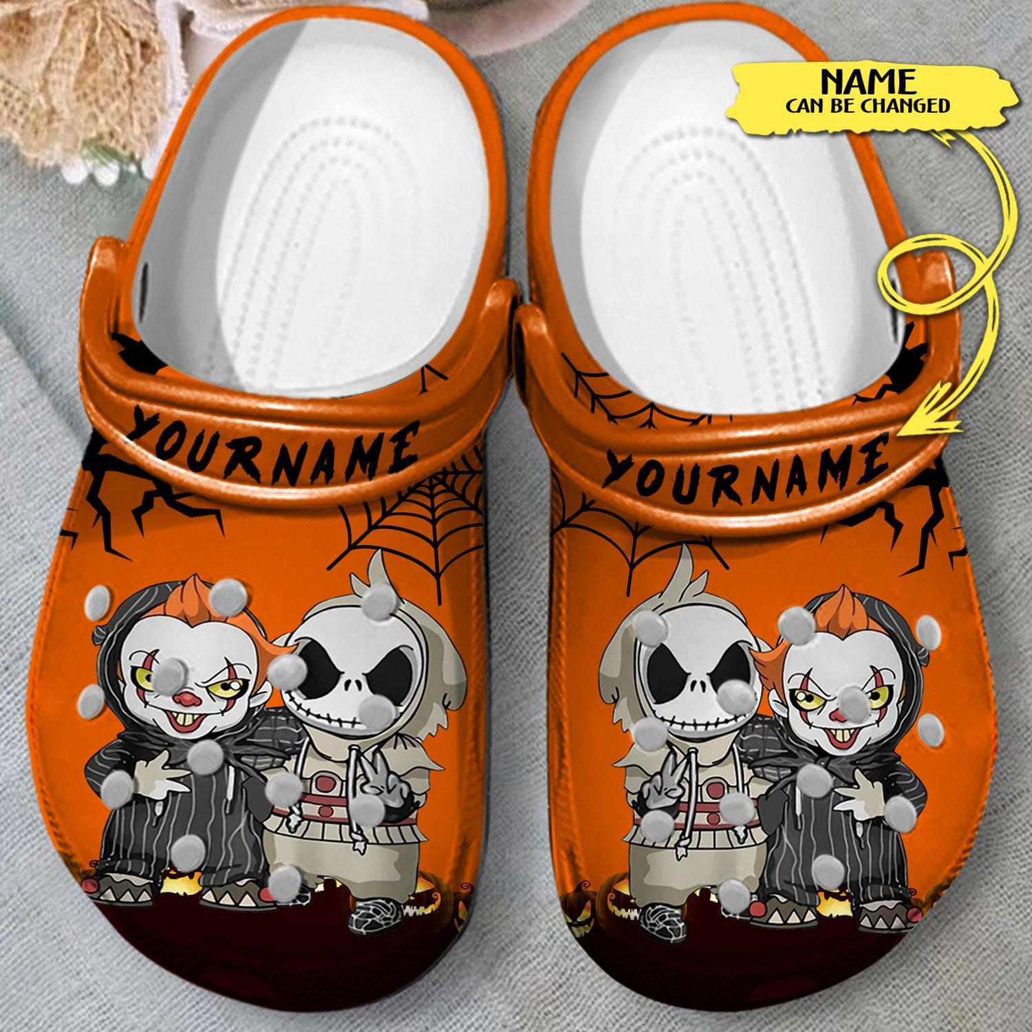Merchidea Pennywise And Jack Skellington The Nightmare Before Christmas Movie Crocs Crocband Clogs Shoes Comfortable For Men Women and Kids