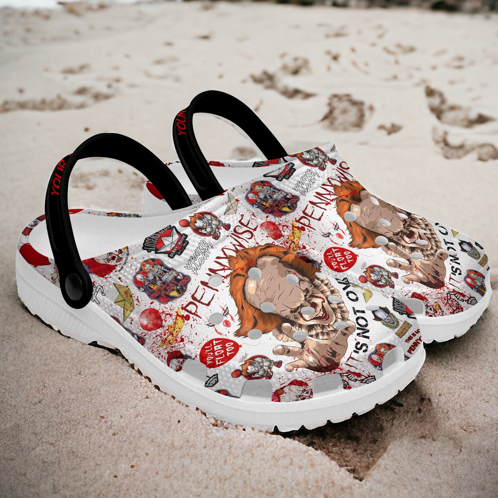 Merchidea Pennywise Horror Movie Crocs Crocband Clogs Shoes Comfortable For Men Women and Kids