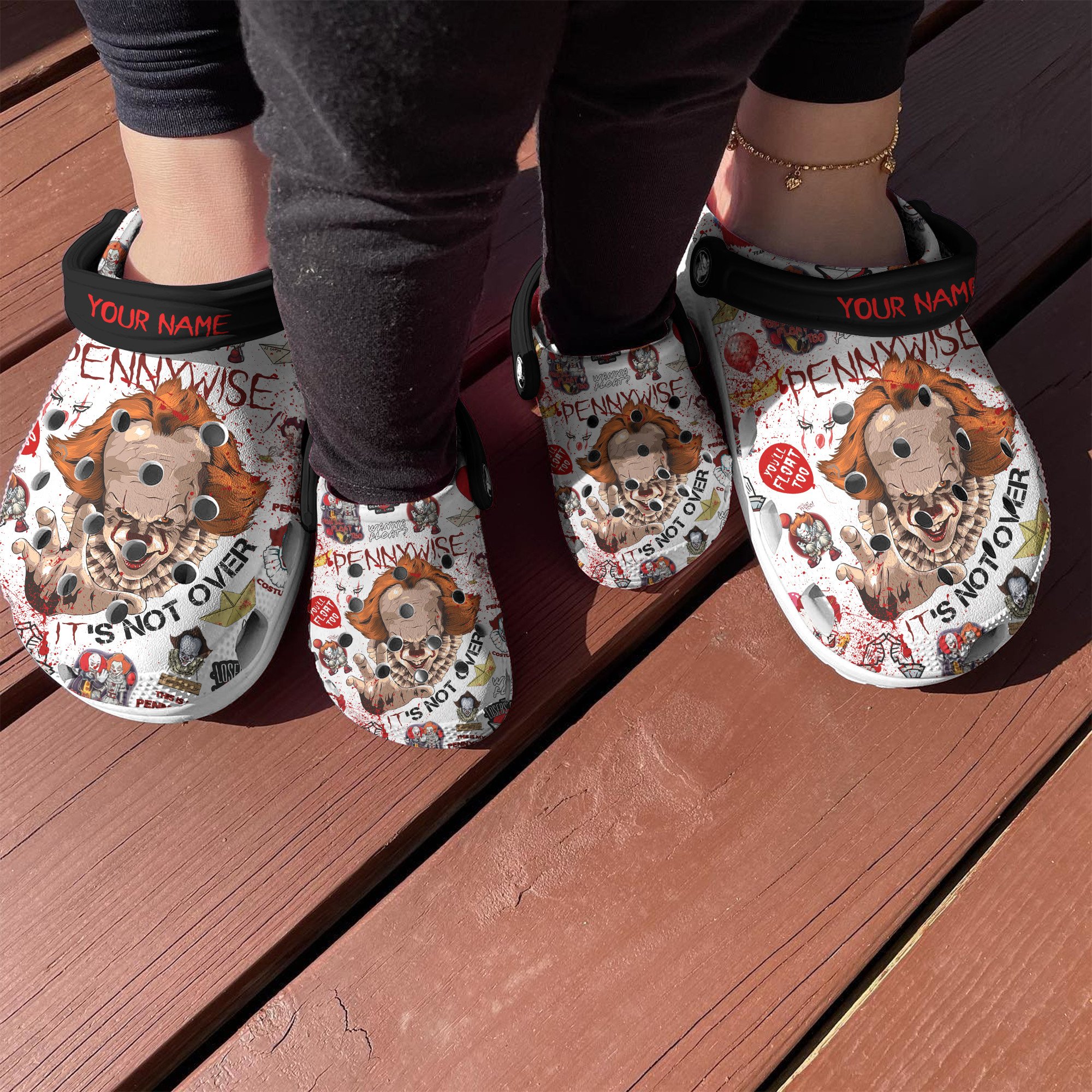 Merchidea Pennywise Horror Movie Crocs Crocband Clogs Shoes Comfortable For Men Women and Kids